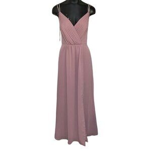 David’s Bridal Lavender Pleated Front Rhinestone Straps Gown Size 8